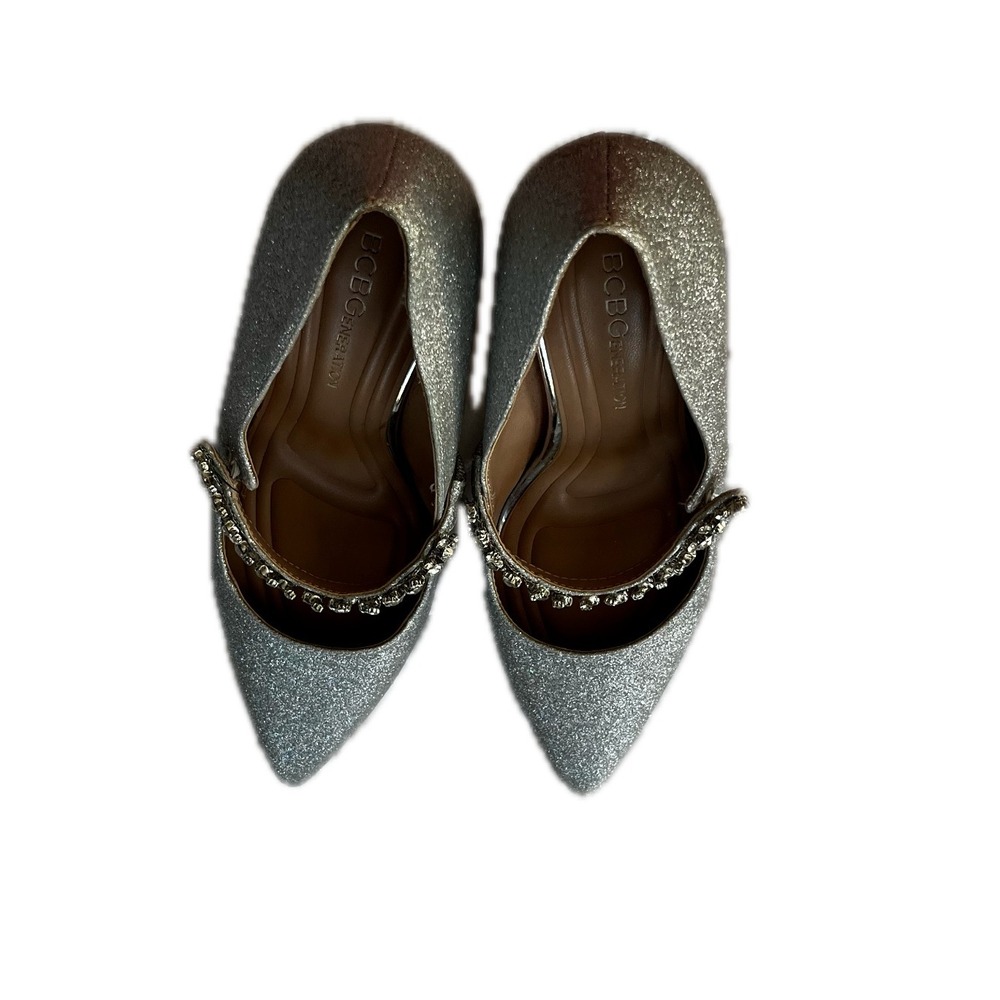 Y2k Bcbgeneration Silver Glitter Pointed Toe Heel… - image 6
